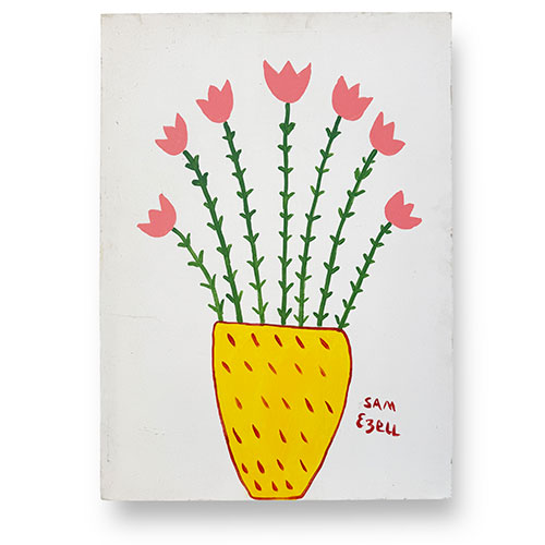 Sam Ezell 30x40 Salmon Flowers in a Yellow Vase on Canvas WP4707